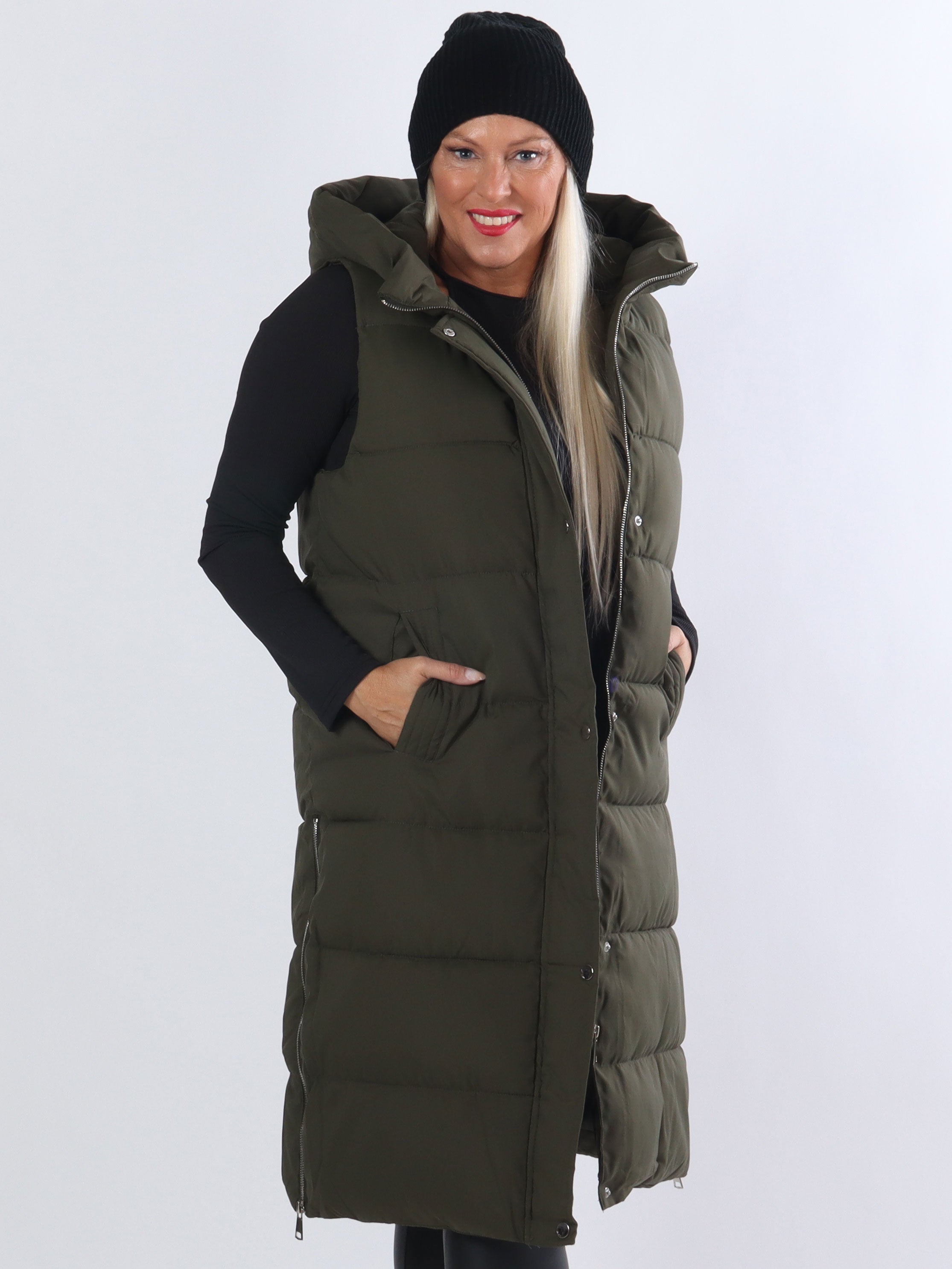 Xenia - Lang dynevest med hætte